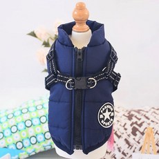 하네스 지퍼 산책 패딩 조끼 WI003DG, 네이비, 1개