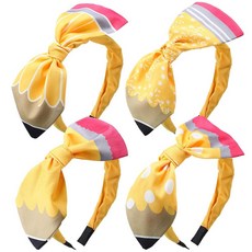 [ 1066041 ] 웨이비노트 4피스 개학 교사 헤어밴드 옐로우 연필 선생님 헤어 액세서리 귀여운 리본 의상 머리띠 학생 소녀 여성 첫날 학교 용품 장식 선물