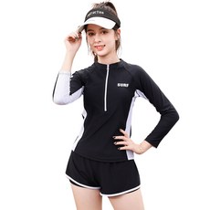 삐삐네옷가게 블랙 슬림집업 긴팔 반바지 래쉬가드 상하