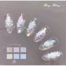 布靈泥 6色 固態閃粉 偏光粉 美甲素材, 1個, 星光 色系