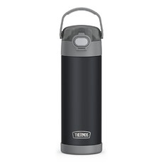 THERMOS FUNTAINER 473.2ml(16온스) 스테인리스 스틸 진공 단열 병 넓은 뚜껑 웨이브 체커 틸, 16온스, 무광 차콜