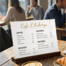 마벨인홈 감성 우드 베이스 원목 아크릴 메뉴판 POP 꽂이 카페 테이블 안내판 가로형, 1개, 월넛