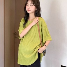 임산부 여름 반팔 티셔츠 임산부 여름 티셔츠 반팔 루즈핏 라운드넥 캐주얼 심플 베이스웨어 JXH
