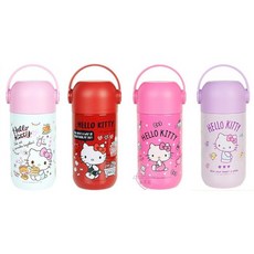 HelloKitty 粉白色 真空食物悶燒罐 500ml 304不銹鋼 保溫保冷 兩用 附折疊湯匙, 1個