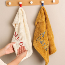 다용도 고리형 수건 핸드타올 레터링 타올 흡수력 욕실 자수, 그린