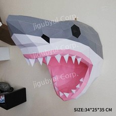 페이퍼크래프트 페이퍼 종이 크래프트 종이접기 3D 대형종이접기, 일반 종이 버전, L. P195-2상어머리회색+흰색