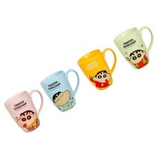 StarR 짱구 캐릭터 머그컵 4개입 550ml, 1개, 핑크, 오렌지, 블루, 그린