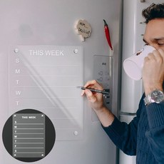 리치점빵 아크릴 자석 위클리보드(A3) 화이크 보드마카 포함 식단표 주간계획