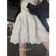 레이스반바지 4부 와이드 팬츠 여자 20대 면 데님 숏 트랙 쉬폰 프릴 데일리룩 10대 여성 밴딩 펀칭 데이트룩