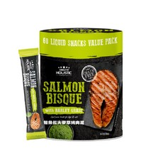ABSOLUTE HOLISTIC 鮭魚大麥草貓咪肉泥60條裝 無穀物配方 呵護腸胃 獨立包裝, 15g, 60個, SALMON BISQUE