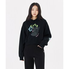 MARK GONZALES 우먼즈 해피 네코 오버핏 크롭 스웨트 후디 - BLACK Z253WHD530099 465762