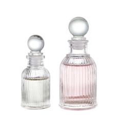 유리 구슬볼 캡 라운드 스트라이프 디퓨저용기 디퓨저 만들기 재료, 1개, 100ml, 구슬캡 미포함