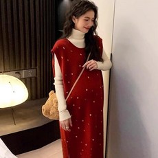 임부복 원피스 가을 임산부복 겨울 빨간색 두꺼운