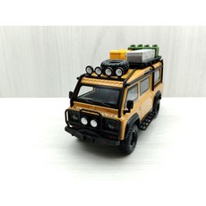 宅米吉 1:32 路虎衛士 LAND ROVER 越野箱型車 沙漠黃 前輪轉向 車燈恆亮合金模型車, 1個