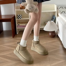 아이마이미마인 겨울 통굽 털 안감 방한 4cm 여성 털부츠