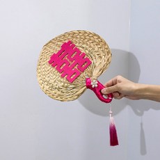 臺灣*出貨 結婚新娘團扇晨袍拍照喜扇子中式剪紙國風接親道具編織蒲扇伴娘團, B5353, 1個