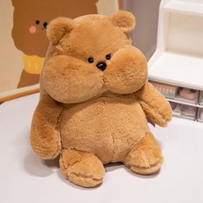 可愛呆呆大臉動物公仔鴨子兔子小熊毛絨玩偶送兒童女生生日禮物萌, 23釐米【0.2kg】, 嘟嘟大臉----呆呆小熊
