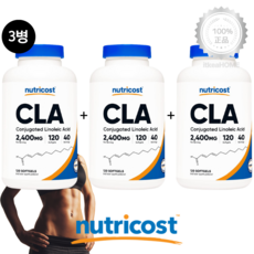 [3병] 뉴트리코스트 CLA 공액리놀레산 2400mg 120소프트젤 다이어트 팻버닝, 120정