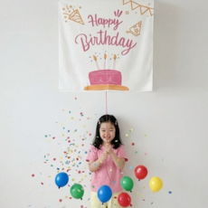 서프라이즈 현수막 풍선 생일 세트, 1개, 핑크케이크