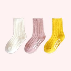 마이싹 유아동 골지 크리 겨울 보온 양말 3켤레