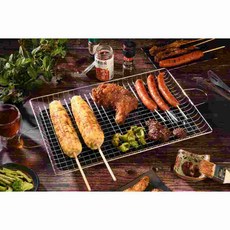 皇家拿不銹鋼防落雙耳烤肉網，雙耳設計方便拿取，防落設計減少食材浪費，烤肉必備，不銹鋼線材堅固耐用, 1個