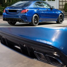 벤츠 C 클래스 W205 세단 AMG 라인 14-21 리어 디퓨저 배기 팁 범퍼 립 키트 호환, 독일, 표시된 대로