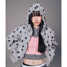 [유희] YOUHEE PETITE PATTERN HOOD ZIP-UP MELANGE GREY
