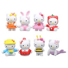 Tiger Pavilion 고양이 캐릭터 코스프레 피규어 8개입, 1세트