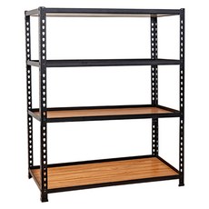 拜爾家居 免螺絲角鋼四層架 106x46x169, 黑色, 1個