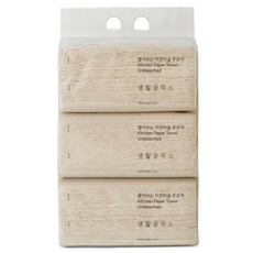 생활공작소 뽑아쓰는 무표백 천연펄프 키친타올, 100매입, 3개