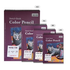 세르지오 색연필전용 미술스케치북 220g 드로잉 수채 뎃생 스케치, 1권, A5