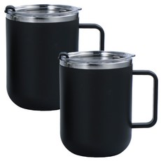 1+1 클래식 이중진공 304 스텐머그컵 세트, 블랙  2개, 500ml
