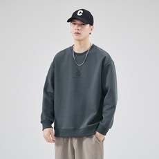 투니스 남성 단색 심플 프린팅 라운드넥 긴소매 맨투맨 티셔츠