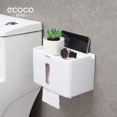 ECOCO 多功能衛生紙架 衛生紙置物架 廁紙盒 免打孔 防水, 1個, E1613多功能衛生紙架大號-白色