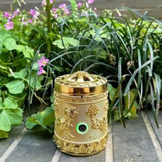 老街口 充電電子熏香爐 迷你手持USB煙供阿拉伯沈香爐 小型車載熏香器 便攜, 金色