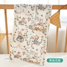 桃園出貨 口水巾 夏季薄款嬰兒三角巾 防水圍兜 嬰兒口水巾紗布毛巾兒童小方巾純棉 口水巾嬰兒全棉360吸水圍嘴非防水新, 熊兔花園-童巾【25*50cm】, 1個