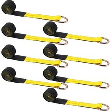 8팩 2인치 X 8피트 견인차 스트랩 라쏘 휠 리프트 타이어 D링 포함 11000파운드 강도 자동차 고정용 트레일러 트럭 타이어용 타이, 2" X 8 ft, 8, 노랑