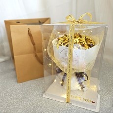 금꽃 금장미 꽃다발 아내 와이프 부모님 여자친구 생일 생신 결혼 승진 퇴직 기념일 선물 [I LOVE YOU레터링+LED+쇼핑백 포함], 금장미 6송이, 1개