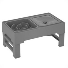 福媽寵物 狗用慢食碗/高腳雙碗, 灰色, 1個