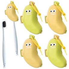 CANIPHA 4피스 바나나 칫솔 세트에는 옐로우 시안 치약 디스펜서가 있는 휴대용 바나나 칫솔 홀더 가정 사용 또는 여행에 적합한 가정 용품 포함