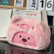 모자쓴 루피 퍼 파우치 필통 화장품파우치, 피그루피, 피그루피, 1개