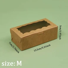 10/20pcs 케이크 캐리어 뚜껑이 있는 사각형 상자 창이 있는 흰색 빵 상자 파이 도넛 머핀 초콜릿용, 01 10pcs, 05 Brown M