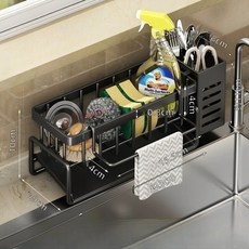 LOCO LAB 자동 물빠짐 수세미 건조대, 1세트, 블랙