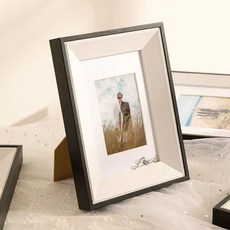 디모어 감성우드 입체 인테리어 미니멀 스탠드 액자, 1개, 블랙 화이트