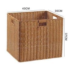 대형 라탄바구니 수납 A 바구니 사각 손잡이 라탄보관함, 1개, I. 밝은 갈색 43x35x37cm 삼중 서랍 입구