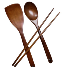 네오셰프 옻칠 나무조리도구 일자뒤집개 + 볶음스푼 대 + 튀김젓가락 세트, 원목, 1세트