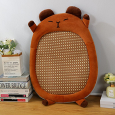 婭優夏季寵物涼蓆 貓墊 狗墊 藤席墊 寵物窩, M 53*59/15斤貓10斤狗, 小熊涼墊