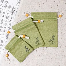 전통 린넨 복주머니 11색 패브릭 파우치 미니 포장 한국전통기념품 어린이집 설날 명절 운수상점, 9. 연두색