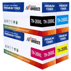 브라더 호환 TN-269XL 대용량 재생토너 HL-L3220CW MFC-L3760CDW DCP-L3520CDW, 1개, 5. 4색세트 대용량 (검정,파랑,빨강,노랑)