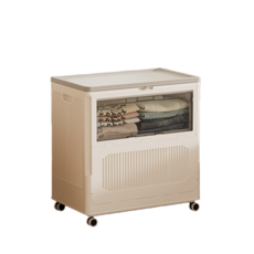 玩具收納箱, 1個, 155L-多門翻蓋收納箱--奶白灰